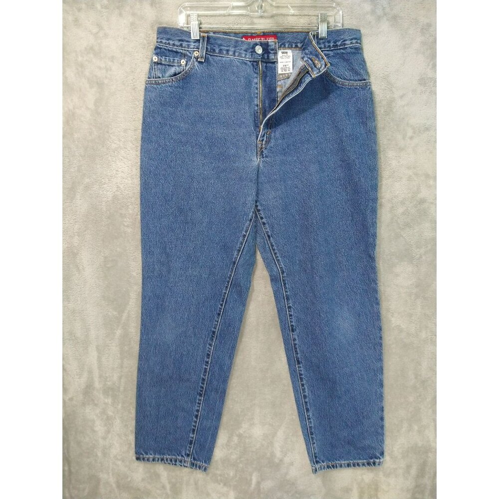Vintage Levis 550 Jeans Womens 16 Blue Denim Classic Relaxed Fit Taper Leg Mom - Picture 1 of 8